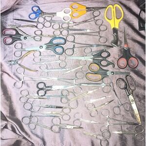 HUGE Lot Of 44 Scissors Assorted Vintage & Modern Shears Various Brands Wiss